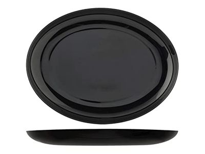 H & H Premiere Set tallrik oval, opal, svart, 6 stycken