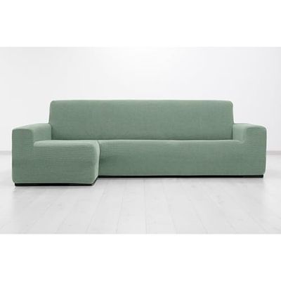MAXIFUNDAS FUNDAS DE SOFA & CHAISE LONGUE. Schäslong överdrag superelastisk relive lång vänster arm (framsidan), turkos superstretchigt överdrag för schäslong