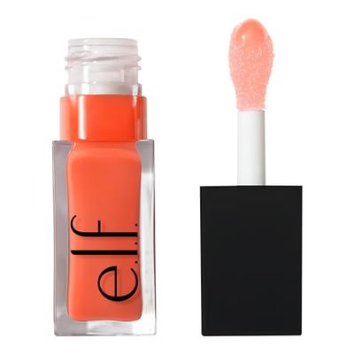 e.l.f. Glow Reviver Lip Oil, Nourishing Tinted Lip Oil For A High-Shine Finish, Infused With Jojoba Oil, Vegan & Cruelty-Free, Coral Fixation
