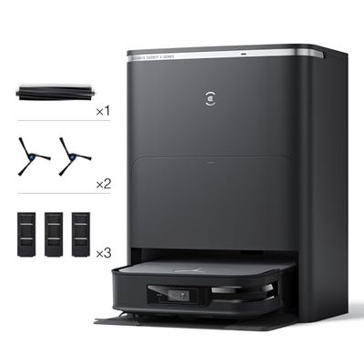 ECOVACS DEEBOT X2 OMNI 8000Pa Robot Aspirapolvere Lavapavimenti con Stazione Svuotamento/Lavaggio automatico + Kit di ricambio, 1*spazzola principale, 2*spazzole laterali, 3*filtri antibatterici