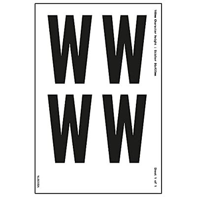 One Letter Sheet - W - 36mm Character Height - 300x200mm - Self Adhesive Vinyl