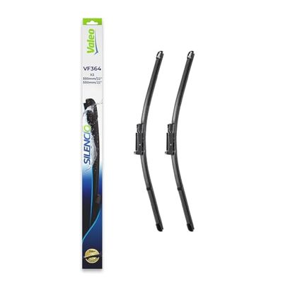 VALEO Piaçaba silencioso - VF364 - kit de alto desempenho, visibilidade superior na estrada, instalação fácil, folhas planas originais de 550 mm, 550 mm, dianteiras, conjunto de 2 escovas - 574464