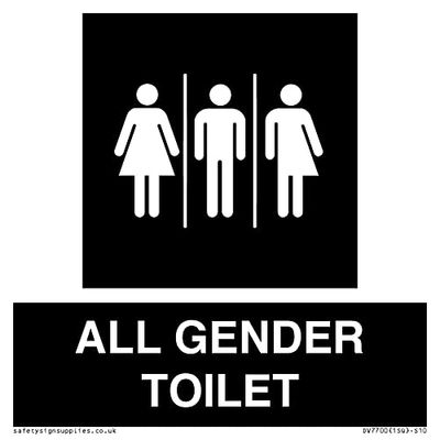 Female, Male and Non-gender specific in black panel Sign - 100x100mm - S10