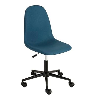 Baroni Home Gewatteerde bureaustoel, draaibaar, verstelbare bureaustoel, zonder armleuningen, max. 130 kg, 63 x 40 x 93 cm (blauw)