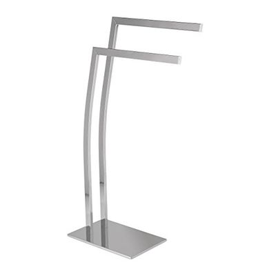 Relaxdays Porte-serviettes en inox WIMEDO HxlxP: 80 x 32 x 20 cm support serviettes sur pied 2 barres, argent