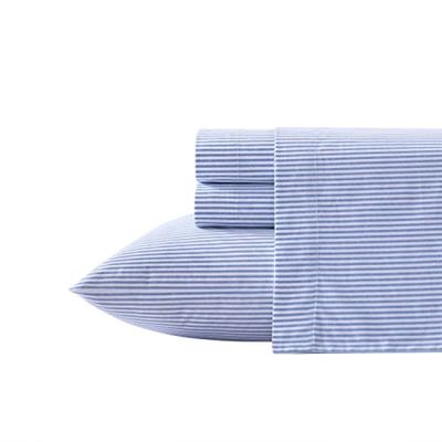 Poppy & Fritz – Twin XL lakanset bomull percale bäddsset, krispigt och cool, snygg heminredning (Oxford randigt blå, tvilling XL)