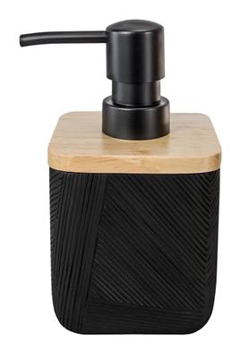 Kleine Wolke Dispensador de jabón, bambú, Negro, Longitud 7,8 x Breite 7,8 x Altura 15 cm