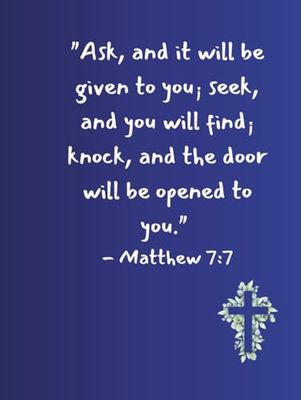 Christian Notebook (Midnight) “Matthew 7:7” 8.5x11 Lined Journal