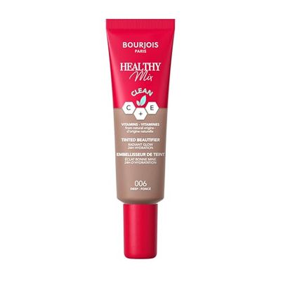 Bourjois BB Cream Healthy Mix, Crema Idratante Colorata Uniformante a Lunga Durata, con Vitamine C & E di Origine Naturale, 06 - Deep