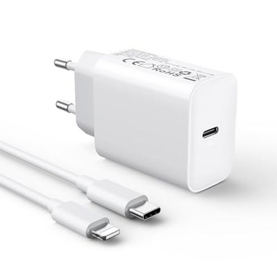 30W Caricatore for iPhone 14/14/Pro/14 Pro Max/14 Plus/13 12 11 SE XR X XS 8, Caricabatterie USB C Rapido Carica Batteria Spina Adattatore Alimentatore Presa with 2M Cavo
