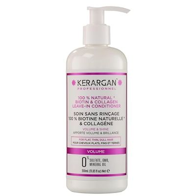 Kerargan - Trattamento Quotidiano Volumizzante Senza Risciacquo alla Biotina & Collagene - Per Capelli Fini, Piatti, Opachi - Idratazione, Luminosità - Senza Solfati, GMO, Oli Minerali - 350ml