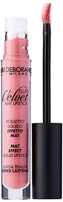 Deborah Fluid Velvet Lipstick N.19 Lekki Mauve Długie Uszczelnienie, z Mix nawilżonych, miękkich i aksamitnych olejków do ust