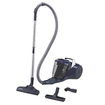 Hoover Breeze BR20 - Aspirador sin bolsa, Aspirador ciclónico, Filtro EPA, Cepillo para parquet, Cepillo suelos duros y alfombra, 700W, 78dBA, Depósito 2L, Potencia fija, Cable 8m, Azul Glamour Y Gris Translúcido