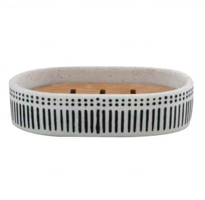 Spirella JABONERA Yuma Negro Y Blanco Arena POLYRESINA, 11 x 6 x 2 cm