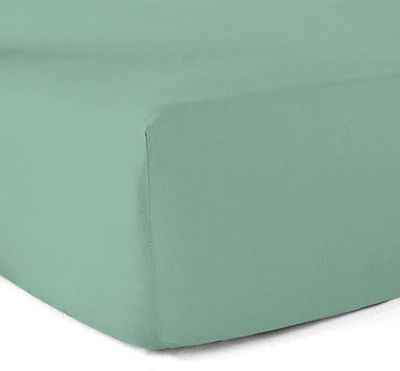 Drap-Housse 100% Coton 57 Fils Vert Tilleul - 90 x 190 cm - Bonnet 30 cm