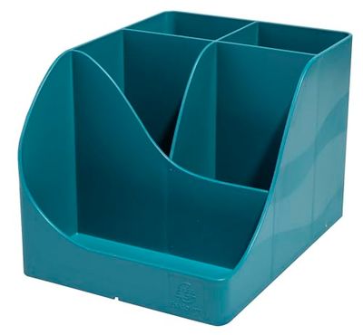 EXACOMPTA - Ref 69534D - Box of 4 Skandi Pen Wave Pencil Pots Pacific Blue - 5 compartments - 4 high compartments for large utensils - 1 bottom compartment for small utensils