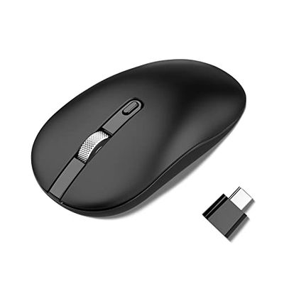 cimetech Draadloze USB-C-muis, 2,4 GHz, stille draadloze muis, ergonomisch, 3 dpi, instelbaar, computermuis, draadloos, pc, MacBook, muis draadloos voor Apple notebook, tablet MacBook