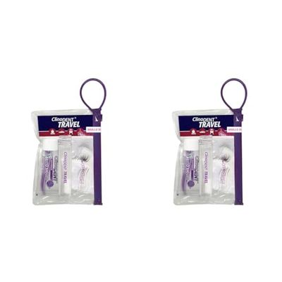 Clinodent Travel Kit - Igiene orale tascabile - Spazzolino richiudibile, gel dentifricio alito sicuro, forcelle interdentali (Confezione da 2)