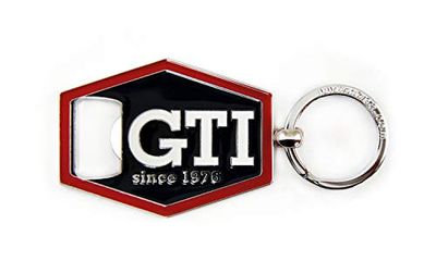 BRISA VW Collection – Volkswagen nyckelring nyckelring tillbehör nyckelhållare med ölflasköppnare i GTI-design (sexkantig/svart)