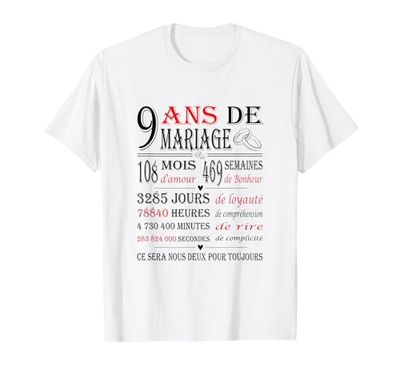 Earthenware Wedding Anniversary Gift 9 Years of Wedding T-Shirt