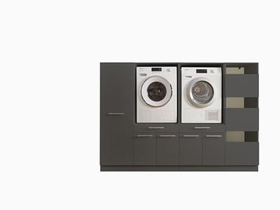 Stella Trading LAUNDREEZY 2x Armoire, armoire à linge et armoire multi-usage, anthracite - Armoire pour machine à laver avec beaucoup d'espace de rangement - 235 x 162 x 67,5 cm (L/H/P)