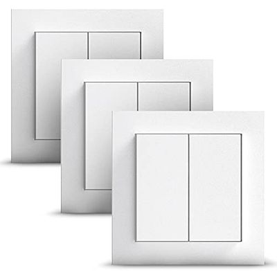 GIRA + Senic Interruptor Inteligente Friends of Hue | Interruptor Inalámbrico con Regulador de Luz para Bombillas Inteligentes Philips Hue | Sin Batería y Sin Carga | 3 Interruptores Blanco Mate