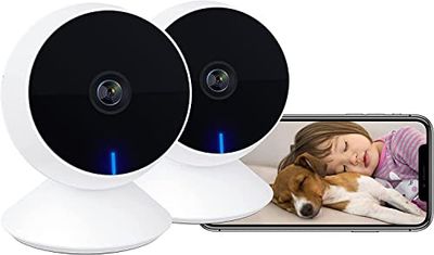 Laxihub M1 Mini Telecamere di sicurezza da interno 2 PC, 1080p Full HD Baby Monitor Pet Camera con Phone APP, visione notturna, audio a 2 vie, Motion/Sound Detection