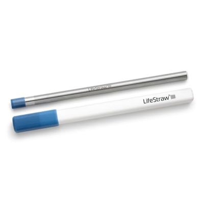 LifeStraw Sip – Paille Filtrante Réutilisable en Acier Inoxydable avec Étui, Élimine les Microplastiques, Bactéries et Parasites pour Voyage et Utilisation Quotidienne, Stormy Blue