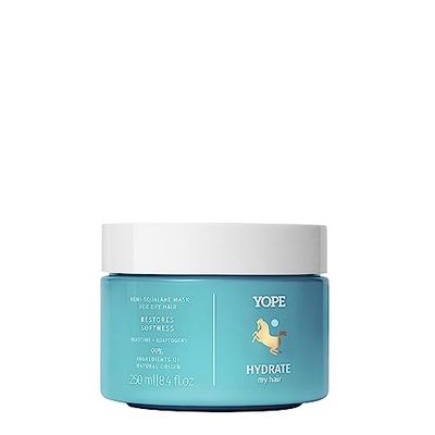 YOPE Maschera | Per capelli secchi | Ripristina la morbidezza | Olio di semi di limone | Burro di Bactrian | Tulsi aptogen | 98% di ingredienti naturali | Formula vegana | 250ml