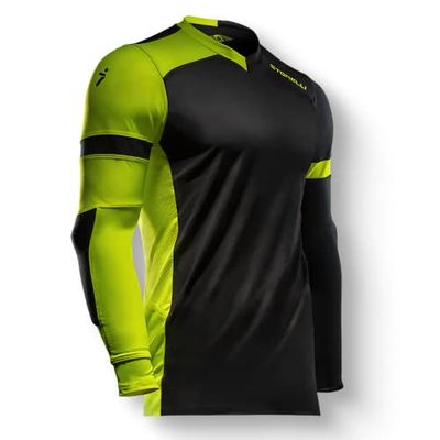 Storelli ExoShield Gladiator Maglia da Portiere, Maglia con Protezione ad Alto Impatto, Traspirante per Calcio e Sport Pesanti, Nero/Strike, Youth Medium