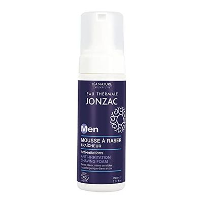 Eau Thermale Jonzac - Mousse à raser fraîcheur - Men - Tous types de peaux, même sensibles - Certifié Bio Cosmos Organic - Flacon de 150 ml