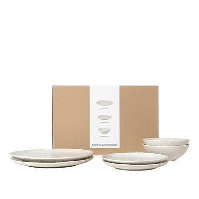 Broste Copenhagen Nórdico Vanilla 80019821 - Juego de vajilla para dos personas (cerámica, apta para lavavajillas y microondas), color beige