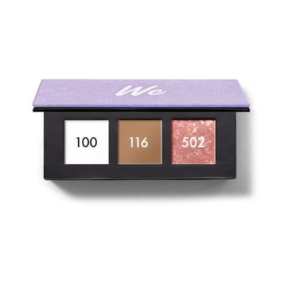 We Make-Up As Mini palette - Blue Eyes (100,116,502) - 3 fards à paupières ultra pigmentés longue durée, blanc, pêche douce, avec miroir