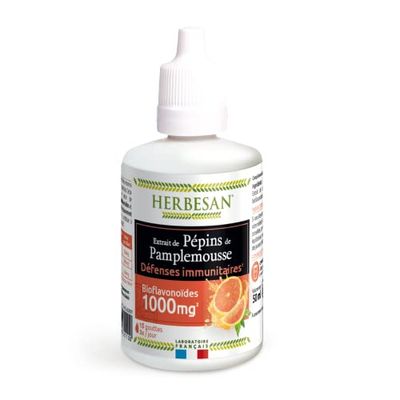 HERBESAN® - EXTRAIT DE PÉPINS DE PAMPLEMOUSSE - Titré en flavonoïdes à 1000 mg - Défenses immunitaires- Flacon compte-goutte de 50ml
