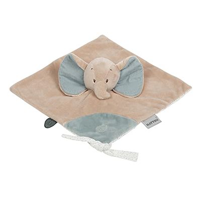 Nattou Manta de algodón (rizo), diseño de elefante, acompañante desde el nacimiento, aprox. 27 x 27 cm, Luna y Axel, color verde/beige, estampado animal, Standard (748124)