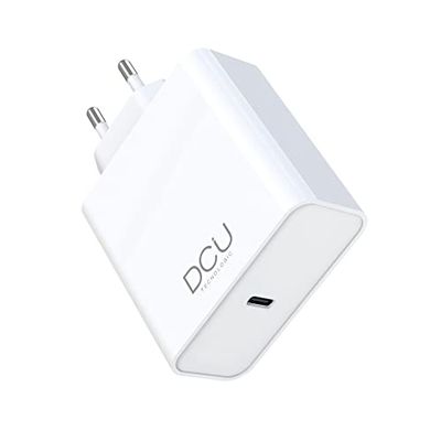 DCU TECNOLOGIC | Cargador, Adaptador de Carga, Cargador GAN USB Tipo C Power Delivery 65W, Color Blanco