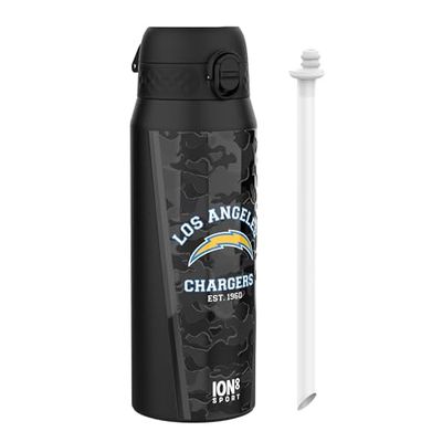 NFL Chargers Botella Térmica 750ml (24oz) a Prueba de Fugas, Fácil de Abrir, Cerradura Segura, Asa de Transporte, Aptas para Lavavajillas, Acero Inoxidable, Ideal para Deportes