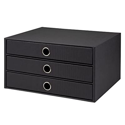 Rössler Papier 1524452703 - S.O.H.O. Boîte à 3 tiroirs pour DIN A4, avec trou de poignée, noir, 343 x 250 x 185 mm, 1 pièce