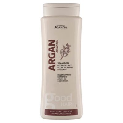 Joanna Shampooing à l'huile d'argan pour cheveux 400 ml - Shampooing régénérant pour femme à l'huile d'argan - Soin hydratant pour cheveux secs et abîmés - Avec vitamine E pour une douceur soyeuse