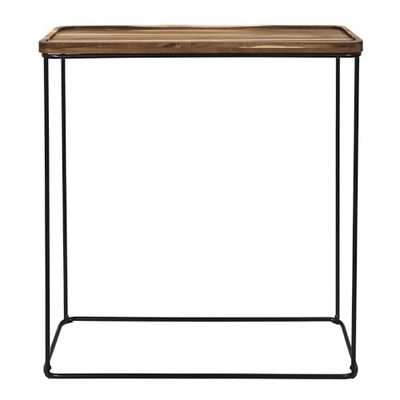 HOME DECO FACTORY, HD0402, Acacia console, eigentijds meubilair, Softness collectie, meubilair, tafel en bureau, console en kussen, 80 x 82 x 30 cm, zwartbruin