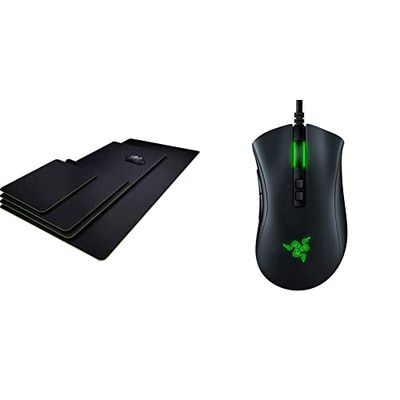 Razer Gigantus V2 3X-Large - Soft 3X-Large Gaming Mouse Mat for Speed and Control Black & DeathAdder V2 - Wired USB Gaming Mouse with Optical Mouse Switches, Focus+ 20K Optical Sensor, Black