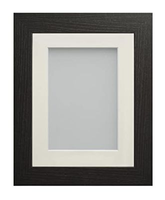 Frame Company Watson Black Picture Photo Frame fitted with Perspex, 10x10 inch with Ivory Mount for image size 5x5 inch
