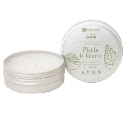 La Saponaria | Crema mani menta e limone, Nutriente e lenitiva, Olio essenziale di Limoni di Sicilia, Aloe Vera, Olio extravergine d’oliva, burro di karité e olio di argan, 60ml