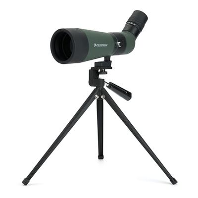 Celestron 52422 LandScout - Longue-vue coudée de 60 mm avec protection en caoutchouc, optiques multicouches, oculaire 12–36x, trépied de table et adaptateur de smartphone, vert