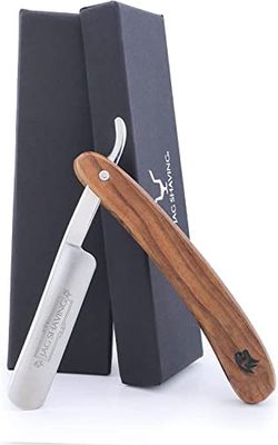 Jag Shaving Cut Throat Razor - Straight Razor - Wooden - Barber Razor - Uomo Shaving Cut Throat Razor - Straight Edge Razor - with Razor Case - Leather - Razor Cover - Sustainable