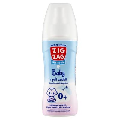 ZIG – ZAG Spray Antizanzare per Bambini e Neonati, Repellente corpo anti zanzare per pelli sensibili, zecche e tafani, senza profumo, 100 ml