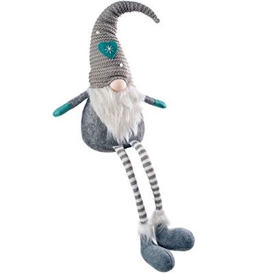 WeRChristmas sittande jul jultomte statyett med mjuka ben, flerfärgad, 54 cm