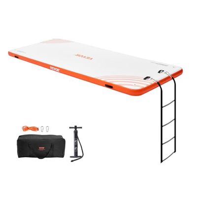 VEVOR Quai flottant gonflable, 4,57 x 1,82 m, plate-forme de quai gonflable, tapis de quai flottant antidérapant avec sac de transport portable échelle amovible radeau d'île pour piscine, plage, océan