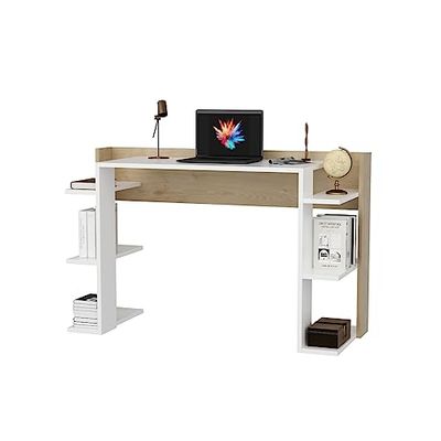 DECOROTIKA - Cinar Bureau d'écriture pour Ordinateur Portable avec étagères latérales Ouvertes