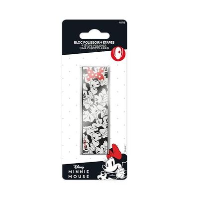 DISNEY Mickey & Minnie - Bloc polissoir à ongles MINNIE MOUSE - 4 faces - 4 grains - Idéal pour beauté des mains et manucure - Polissage Ponçage Brillance - Design imprimé Minnie